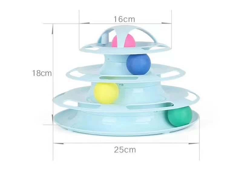 משחק מגדל מסלולים עם כדורים לחתולים